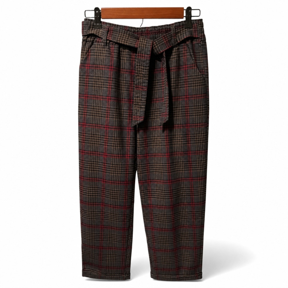 Altered State Women's Tie-Waist Plaid Cropped Pants